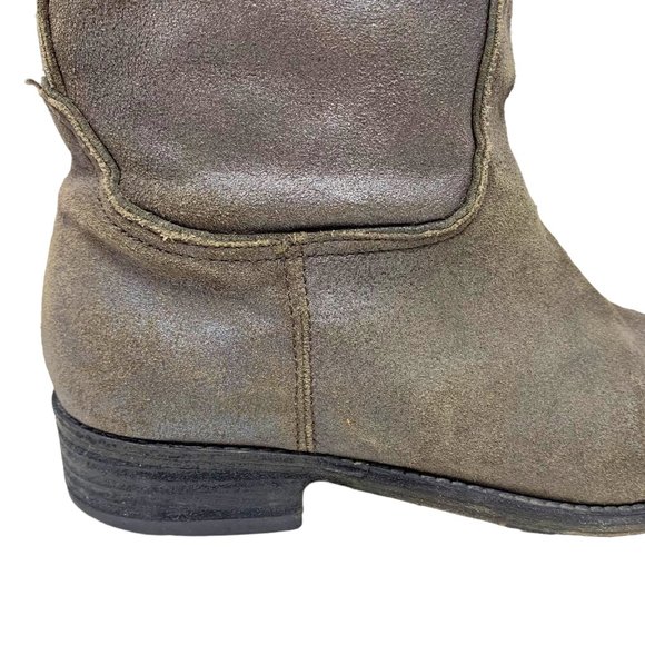 BELLE by Sigerson Morrison IMALI Solana Metallic Distressed Suede Riding‎ Boots - Picture 8 of 13